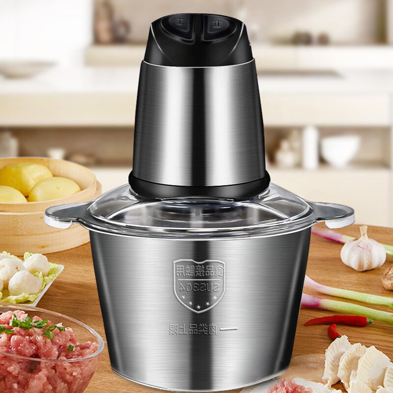 Hachoir à viande électrique automatique 300W, en acier inoxydable, capacité de 2l/3l, hachoir à ail, hachoir de cuisine