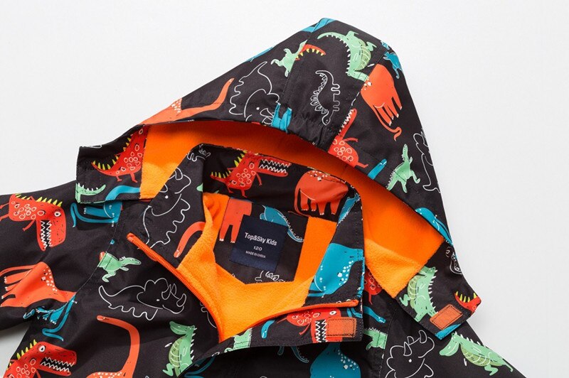 Veste imperméable à capuche en velours pour garçon, Cardigan imprimé de dinosaure, coupe-vent avec fermeture éclair
