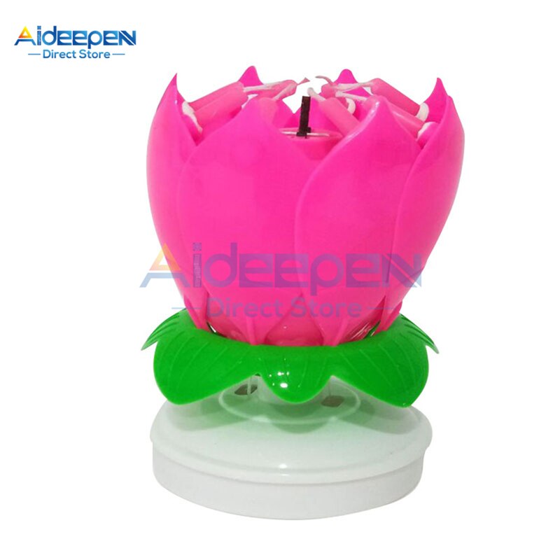 LotusBirthday-Velas giratorias de música, coloridas velas giratorias, Festival de Navidad, música decorativa, de boda, decoración de pasteles DIY: Rotating Pink
