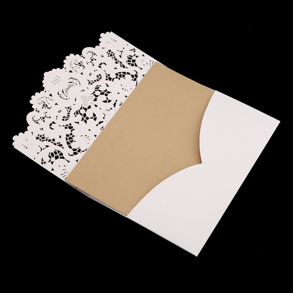 10 Pieces Foldable Invitation Card Cover Exquisite Hollow Out Bride Groom Printing for Wedding Party Use