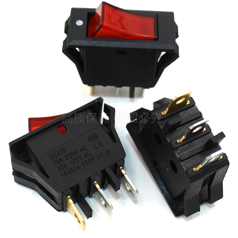 Interruttore a bilanciere Interruttore a pulsante da pannello Interruttore a pulsante a bilanciere quadrato 3 spillo 2 marce Pulsante rosso verde con luce 32 * 16MM 16A 250V Interruttore interruttore interruttore luce