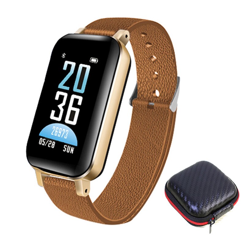 T89 TWS Bluetooth Earphone Smart Watch Touch control Smart Watch IP67 Support Siri BT Call music Fitness Bracelet Smart Band: Box gold
