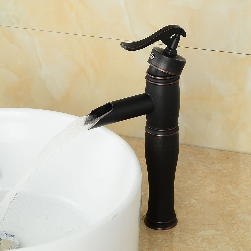 Wastafel Kraan Waterval Badkamer Kraan Enkele handgreep Wastafel Mengkraan Bad Antieke Bronzen Kraan Messing Sink Water Kraan Black Tap