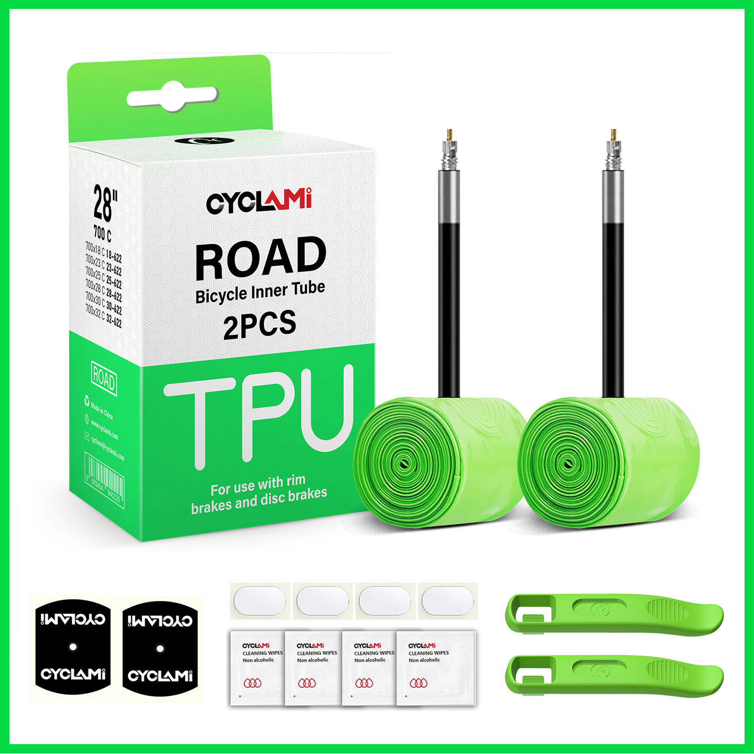 CYCLAMI TPU matériel ultraléger chambre à air de vélo 700C 18 32 route vtt pneu de vélo 45 65 mm longueur Valve française outils de réparation de pneus, chambre à air