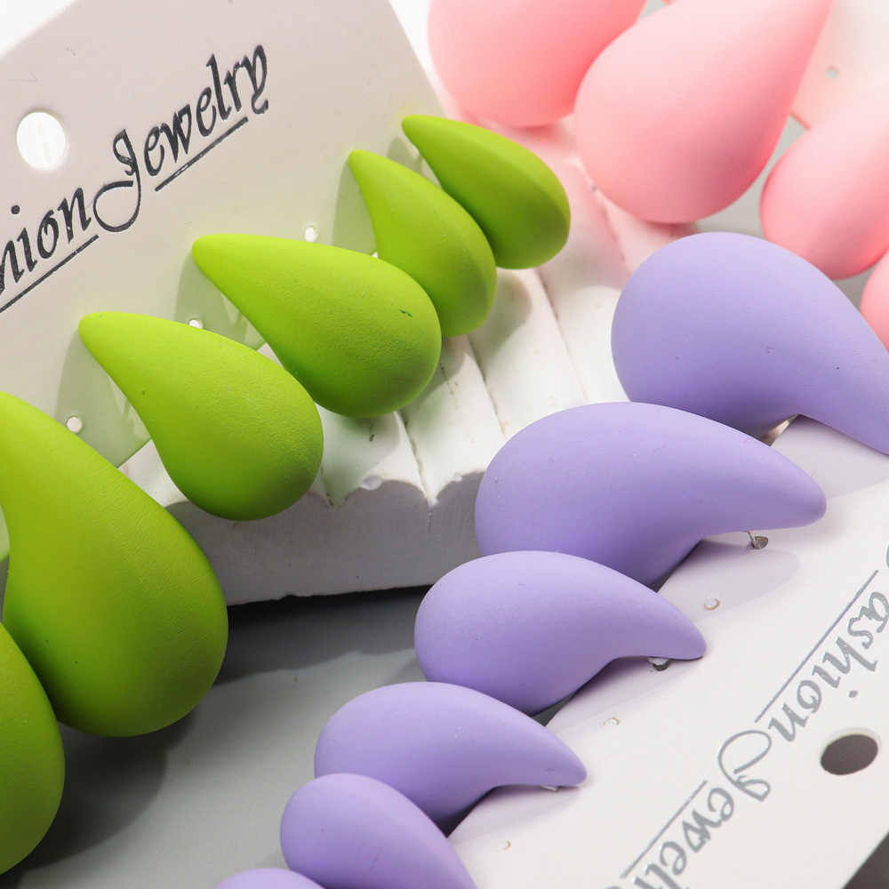 Korea 3 Paar Acryl Chunky Waterdrop Oorbellen Dupe Voor Vrouwen Kleurrijke Extra Grote Druppel Oorbel Hoepels Sieraden Lichtgewicht