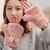 Niedlichen Kaninchen freundlicher kippen Handschuhe Plüsch Finger Handschuhe Berührt Bildschirm Flauschigen Mädchen Handschuhe Winter Warme Handschuhe Weiche Verdicken: A