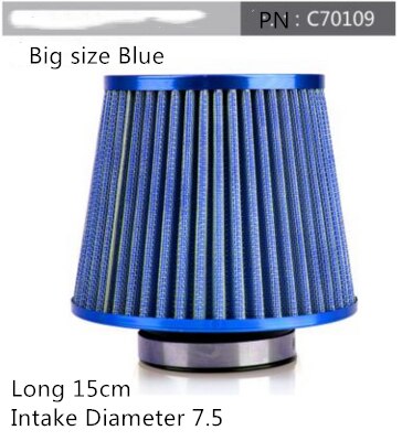 Universal K&N Cold Air Intake Filter 76mm Air Filter 3 inch car Air filter: big blue
