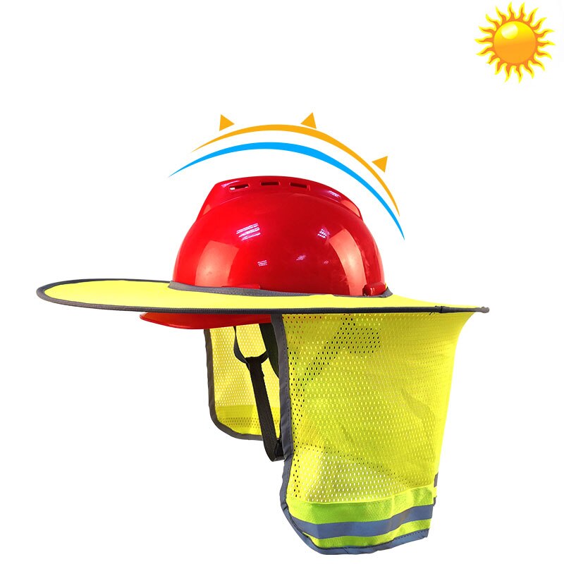Solskjerm for vernehjelm sommer pustende bred lue full skygge byggearbeid vernehjelm reflekterende stripe halsskjold