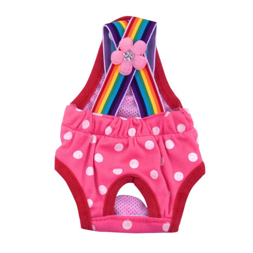 Pet chien chat physiologique court Doggy pantalon sous-vêtements couches belle Dot sanitaire slips culotte pour chiot Kitty 2.1: Hot pink / L
