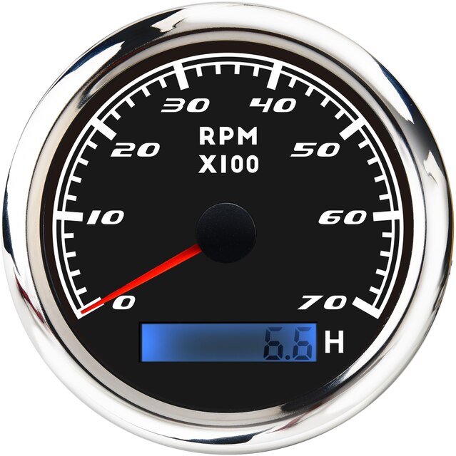 Compteur marin de Tacho de capteur de Tacho de bateau de voiture de 85mm avec le mètre de Tacho d'affichage à cristaux liquides 3000 4000 6000 8000 tours/min tachymètre 12V/24V avec le rétro-éclairage rouge: 7000RPM BS