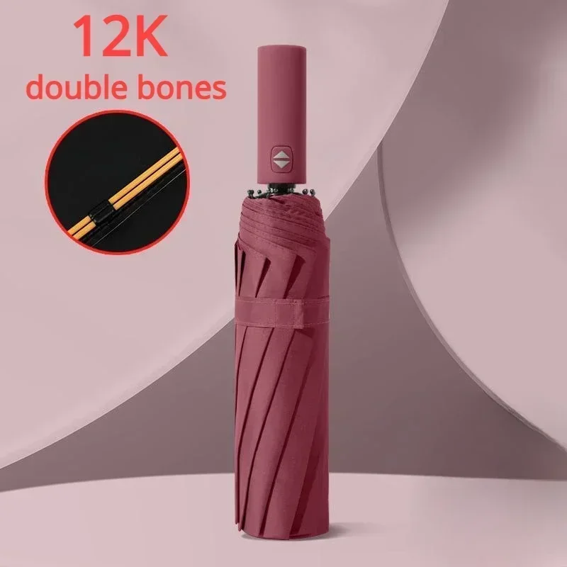 16K Double Bones Large Umbrella for Men Women Windproof Umbrellas Automatic Folding Strong Luxury Sun Rain Umbrella UV Business: VIOLET/紫罗兰