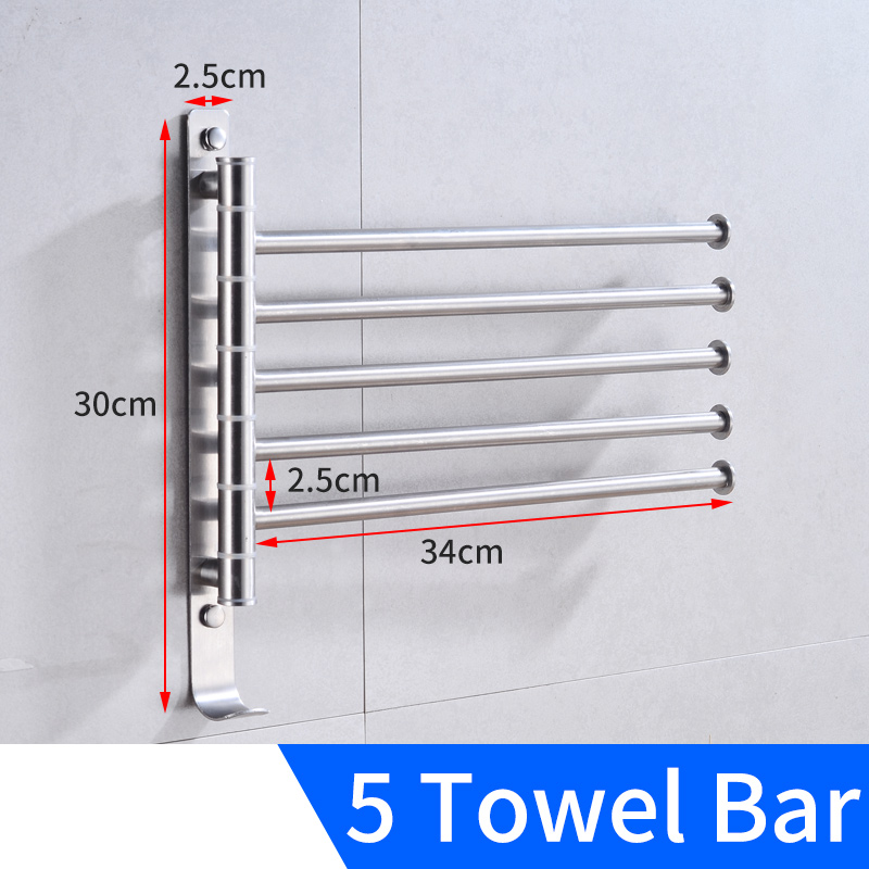 Handdoek Bar Holder Wall Mounted Beweegbare Handdoek Rail Hanger Rvs Badkamer Handdoekenrek Opknoping Houder Haak Magazijnstelling: 5 Towel Bar