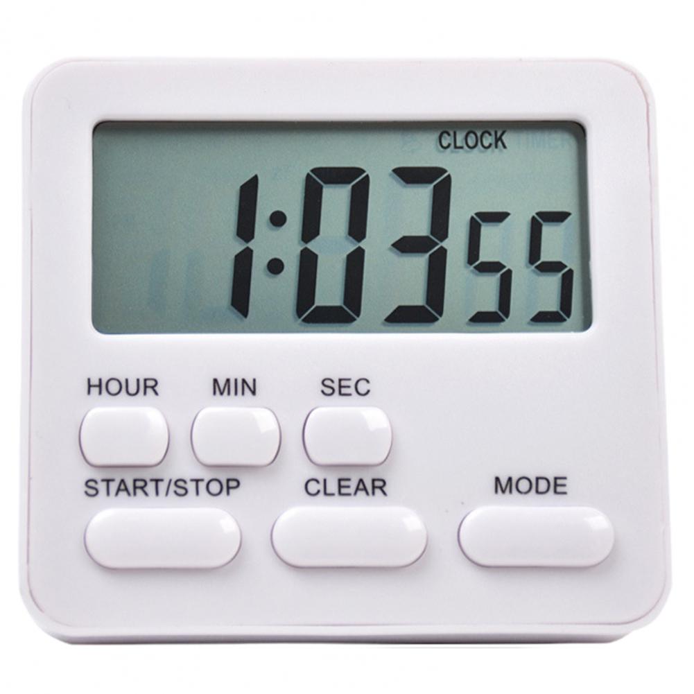 Digital Alarm Clock Magnetic Attraction On Fridge Oven Timer For Student Time Manager Small Multifunctional Cooking Timer: WHITE