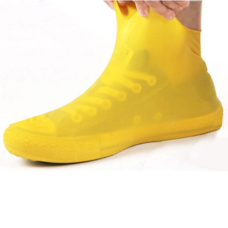 Silikon Überschuhe Einweg Wasserdichte Schuh Abdeckung Regen Männer Schuhe Abdeckungen Regen Stiefel Nicht-Unterhose Waschbar unisex: lang Gelb / L