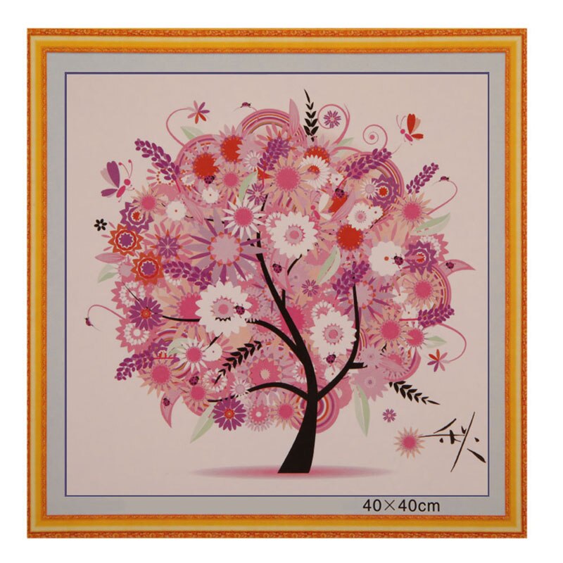 FAI DA TE Albero di Quattro Stagioni Punto Croce kit Contato Ricamo Primavera proprietà Autunno Inverno Decorativo per La Casa: Autumn