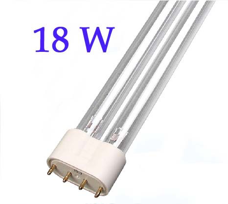 18 watt 2 g 11 4- pin uvc lineaire dubbele lichtvervangbuis, kwarts 254 nm ozonvrije kiemdodende ultraviolette lichtbuis