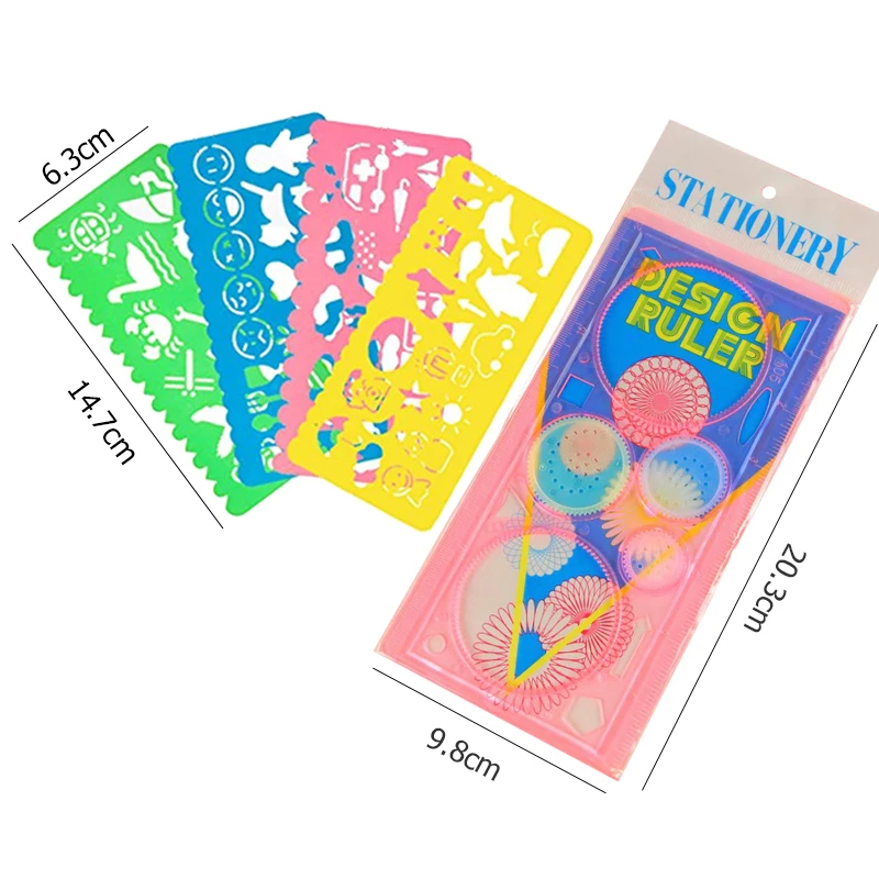 Modèles de peinture spirographe stylo à bille jouets de dessin pour enfants Puzzle art outil de bricolage multifonctionnel règle d'anniversaire TMZ: Argent