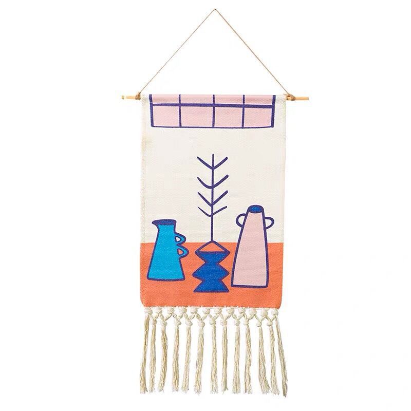 Tapiz colgante de pared de macramé para decoración del hogar, borla de algodón tejida hecha a mano, lienzo geométrico bohemio, tapiz de tela de fondo artístico
