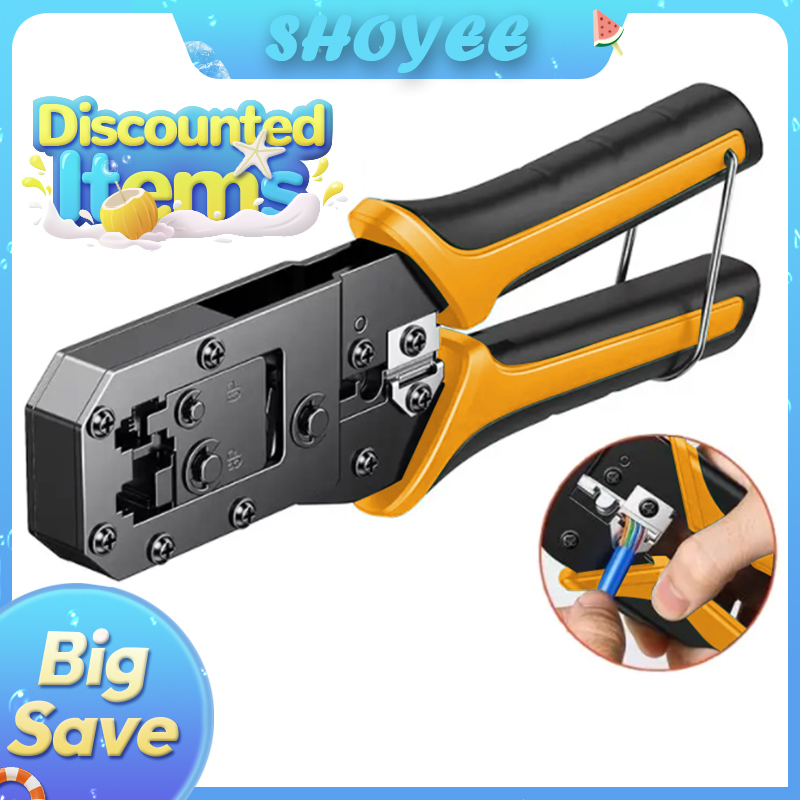 RJ45 Krympeverktøy - Ethernet Nettverkskabel Krympetang Cutter Stripper Tang for Modulære Kontakter