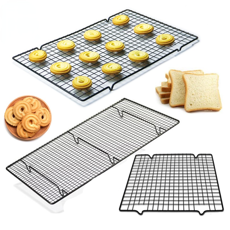 Rustfrit stål trådrist kølebakke kage mad stativ ovn køkken bagning pizza brød grill kage kiks holder hylde stativ