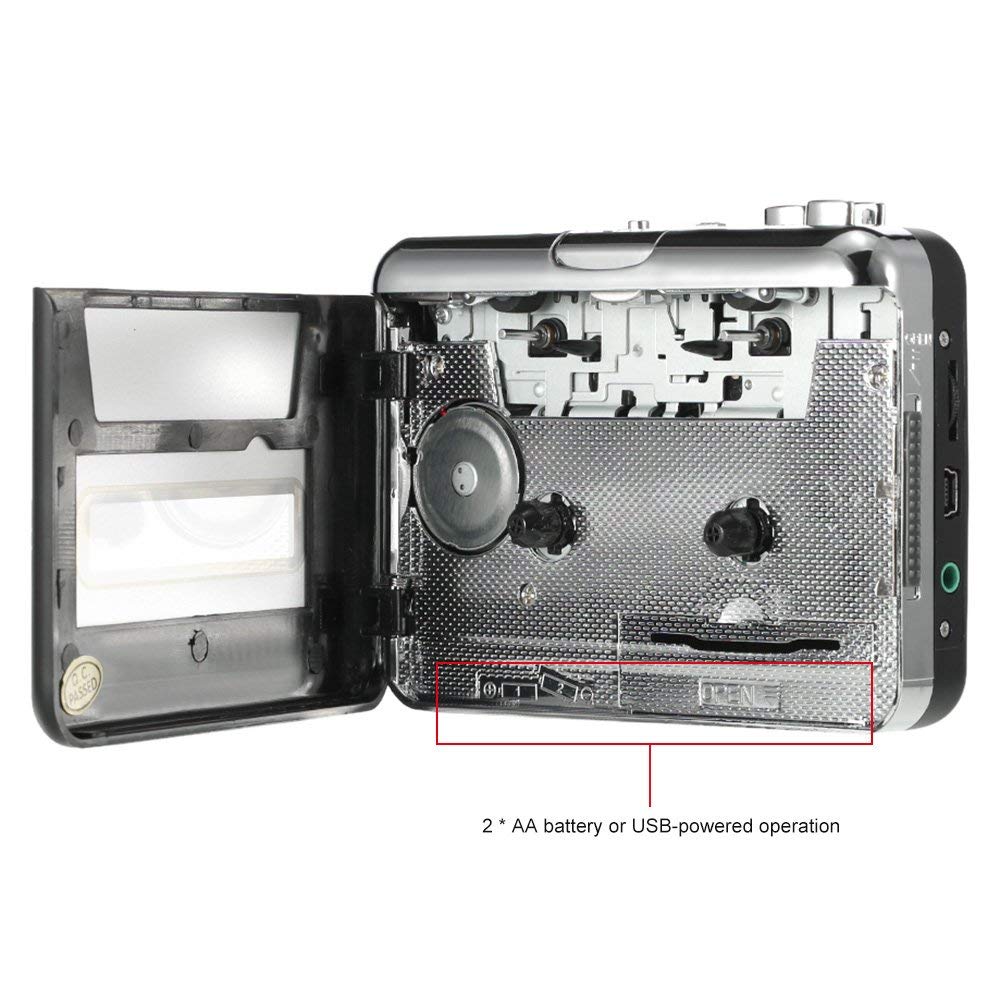 Reproductor de Cassette portátil, captura grabadora de Cassette a través de USB, Compatible con portátiles y cinta de conversión de PC, cas