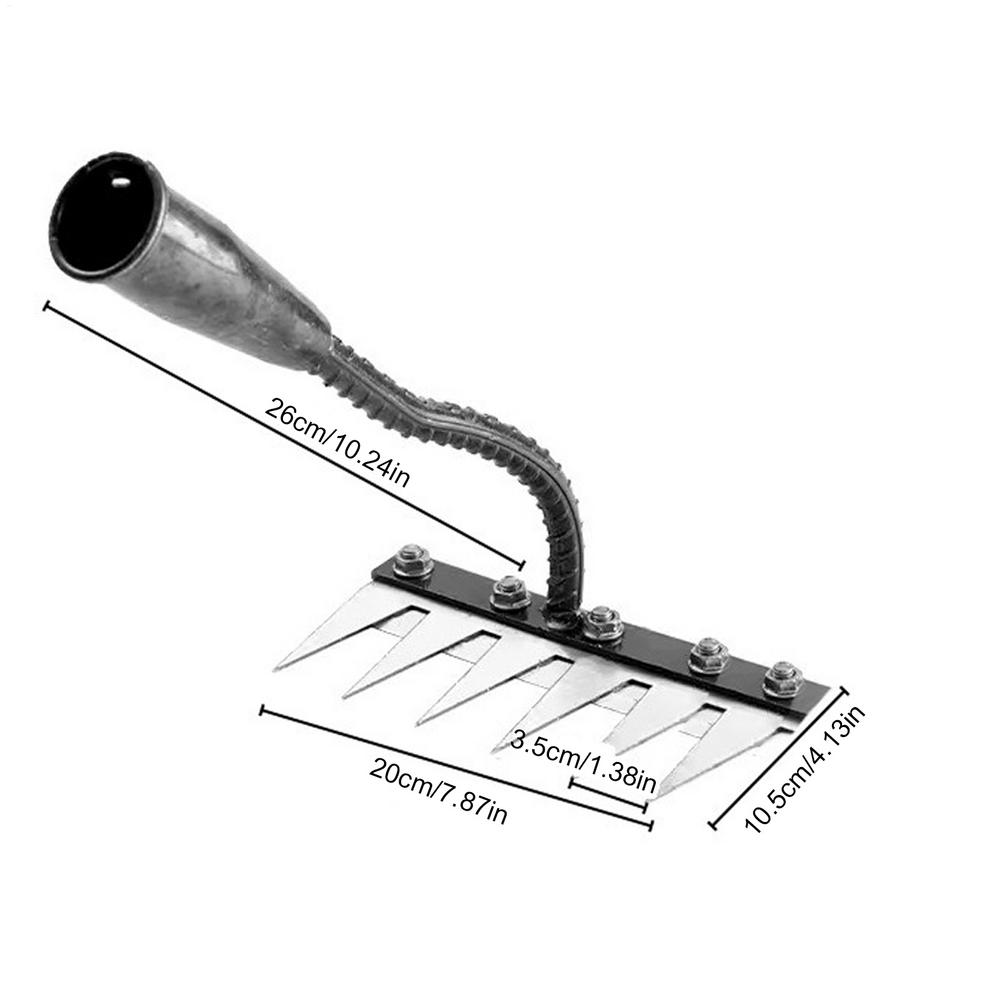 Rastrillo de mano de jardín de acero al carbono extraíble, herramienta de granja, deshierbe, grada de clavos agrícola, grada de Metal, herramienta de deshierbe de jardín, 5/6 dientes: Beige