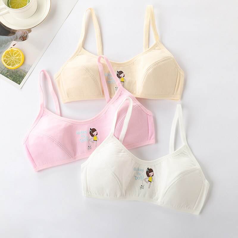 Cotton Girl Cute Bra Junior High School Students 9-12-16 Year Old Small Vest Development Period Children Underwear Training Bra