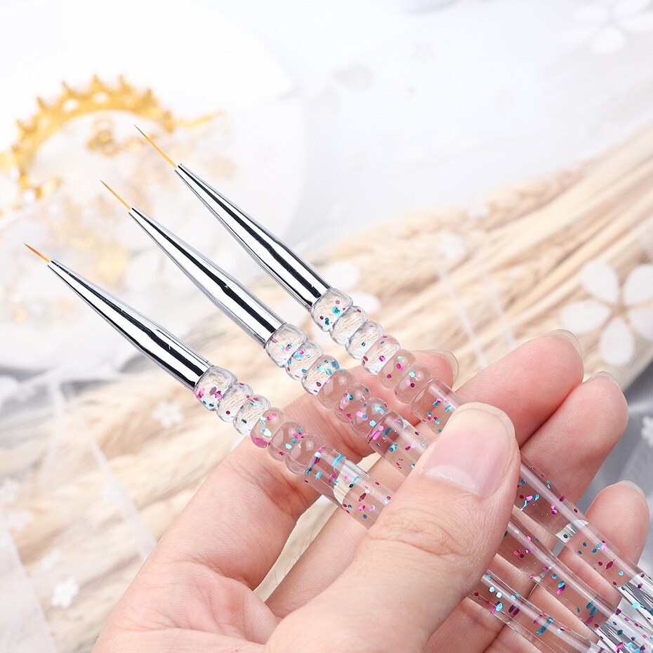 3 st akryl penslar set profession uv gel pensel penna nagellack konst prickfärg flower line verktygen för manikyr  ly1047