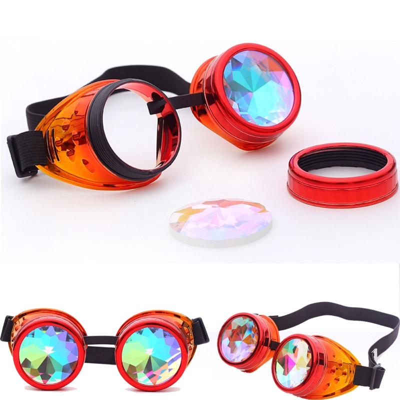 C. F. GOGGLE Halloween Kaleidoskop Bunte Brille Steampunk Frauen retro Brille Männer Party EDM Sonnenbrille gebeugt Objektiv