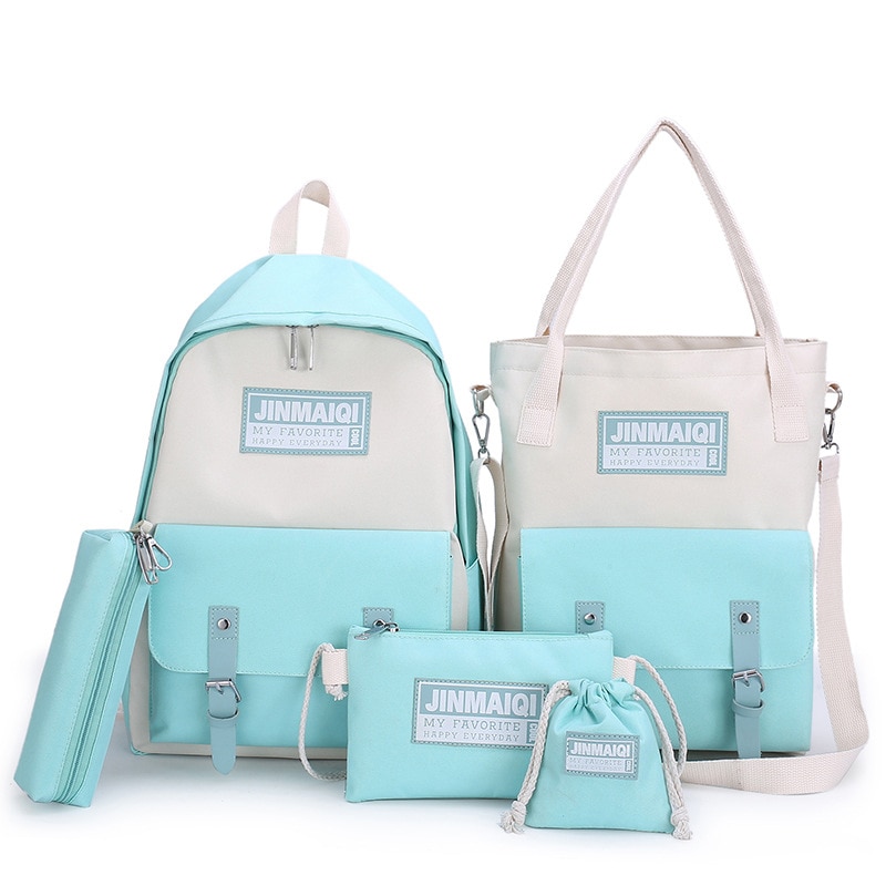 Mode Vrouwen Rugzakken 4 Set Schooltassen Gemengde Kleur Grote Capaciteit College School Rugzak Voor Tiener Meisje Schoudertas