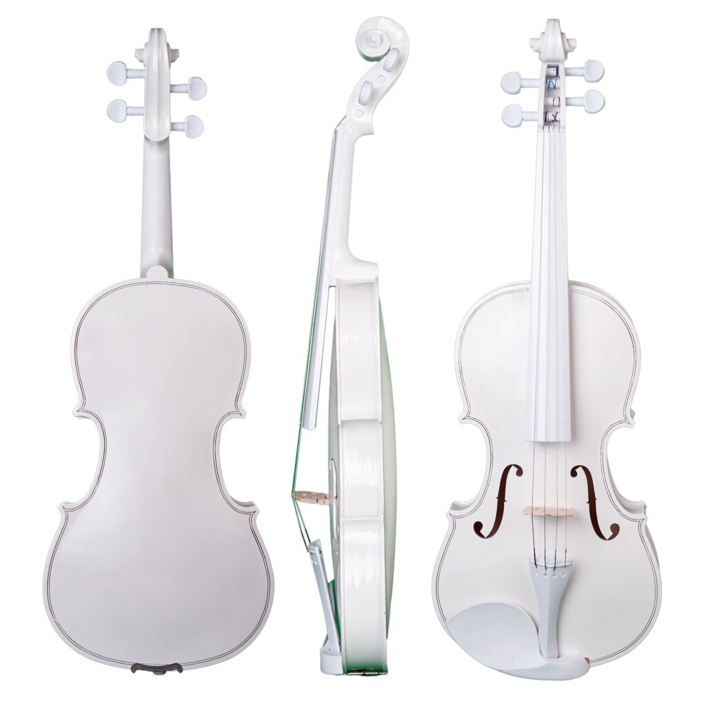 Acoustic White Violin Fiddle Set， Full Size Maple Spruce with Case Bow Rosin for Music Practicing