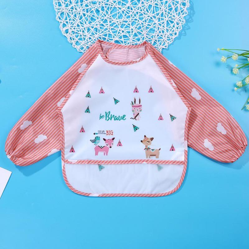 Cartoon Baby Bibs Apron Adjustable Burp Cloths Feeding with Long Sleeves Baby Accessories Stuff toddler kids