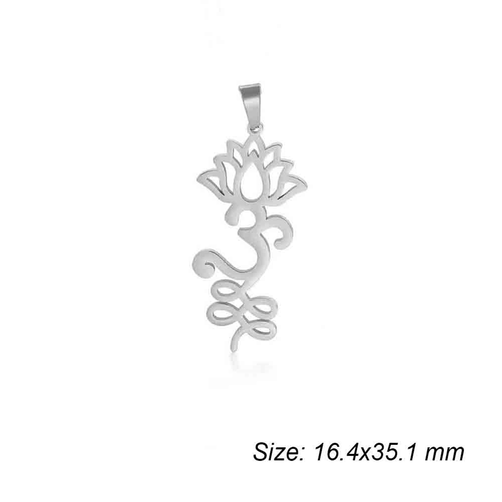 Breloques en forme de fleur de Lotus, en acier inoxydable, amulette religieuse, pendentifs, accessoire pour collier, boucles d'oreilles, bijoux, bricolage,: Couleur jaune clair