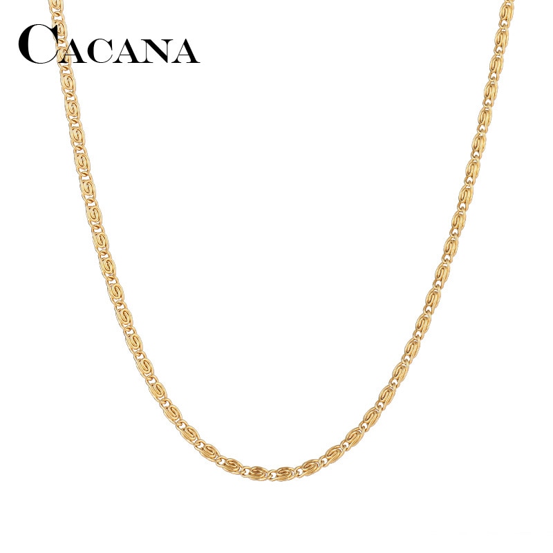 Cacana rustfrit stål kæde halskæder til mænd kvinder guld sølv farve til vedhæng utallige ord donot fade smykker  n1894