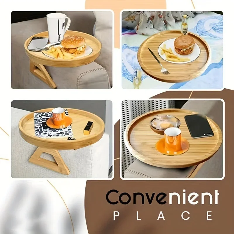 Bank Dienblad Opvouwbare Houten Bank Armleuning Tafel Woonkamer Ronde Ruit Rechthoek Snack Boodschappen Dienblad Praktisch ​ Huishoudelijk gereedschap