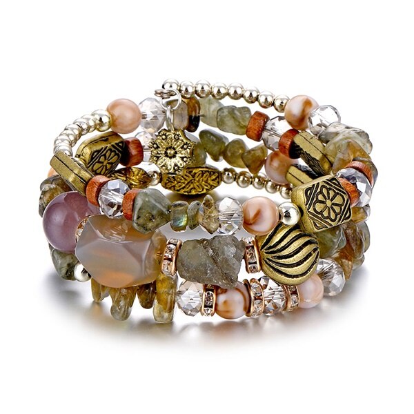 Ifmia Boho Multilayer Resin Stone Armband & Bangles Vrouw Vintage Lange Manchet Armbanden Voor Vrouwen Pulseras Etnische Sieraden: IF11000259-4
