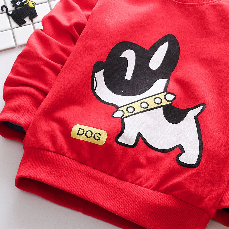 T-shirt à manches longues pour bébé garçon, en coton, mignon, avec motif de chien, printemps