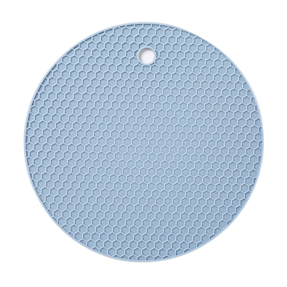 Multi-function Coaster 18cm Round Heat-resistant Silicone Coaster Slip Anti Pad Pot Holder Kitchen Table Placemat: blue