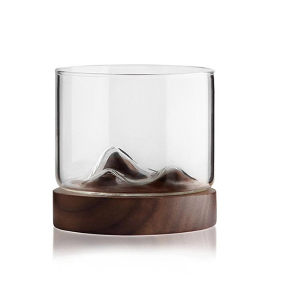 5oz bjergvin glas krus med træ kinesisk te krus bund whiskyglas japansk husholdning te kop træ krus: 1