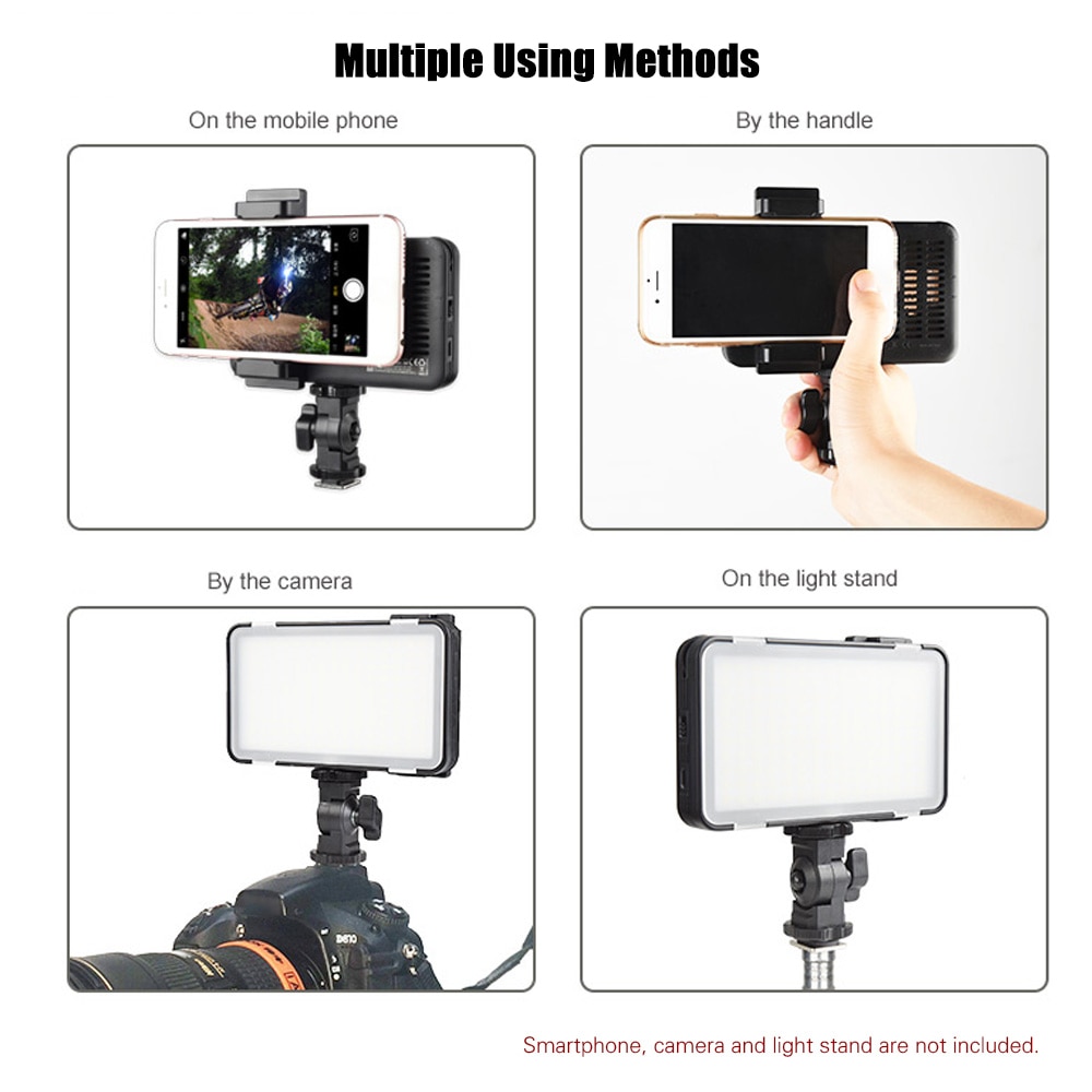 Godox LEDM150 Mini LED Video Light 5600K Dimmable Photography Fill-in Light with Adjustable Phone Mounting Bracket for DSLR Cam