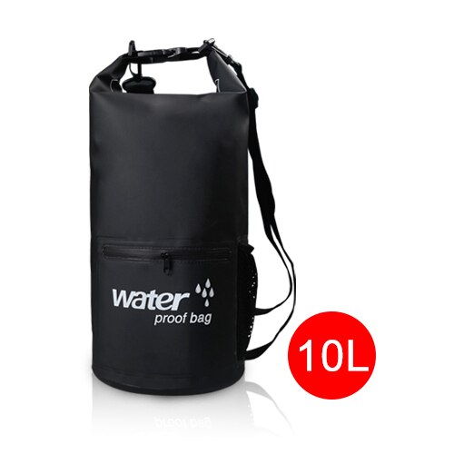 10L 20L Outdoor River trekking bag Double shoulder strap Swimming Waterproof Bags Ultralight Dry Organizers Drifting Kayaking: 10L Black