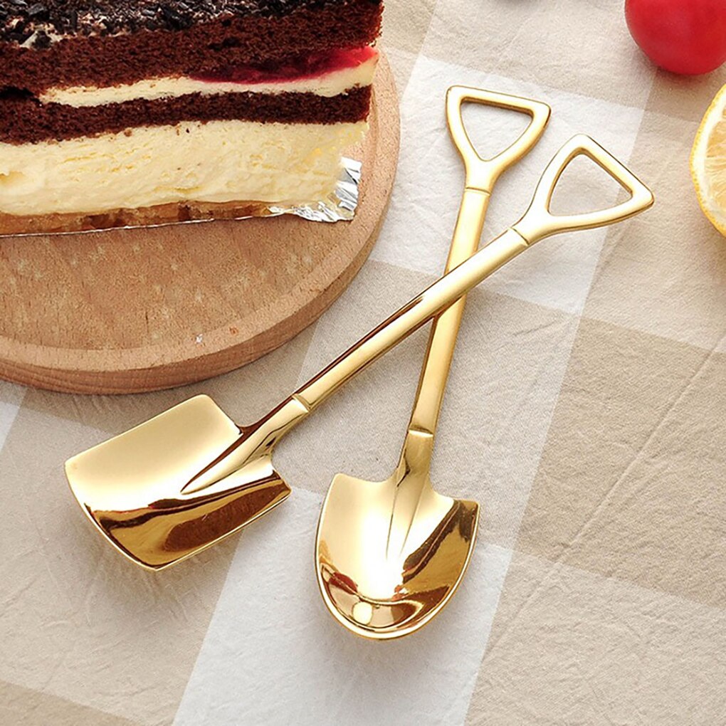 Rostfritt stål spade sked för kaffe te kök gadget tillbehör silver guld färg dessert sked jul