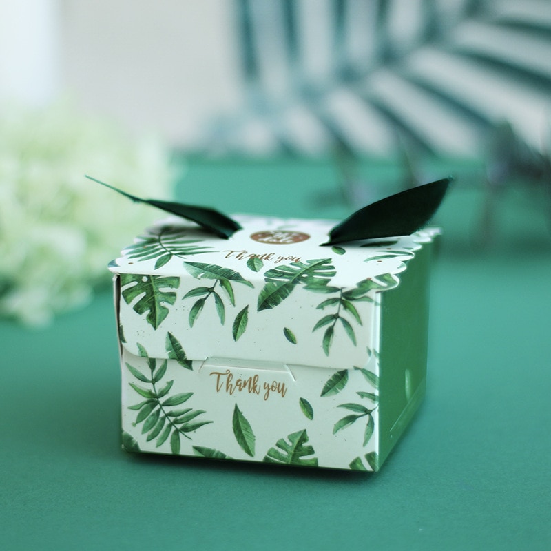 Caja de dulces con hojas verdes de Monstera, suministros creativos para fiestas, recuerdos de boda, de Chocolate, caja de , gracias