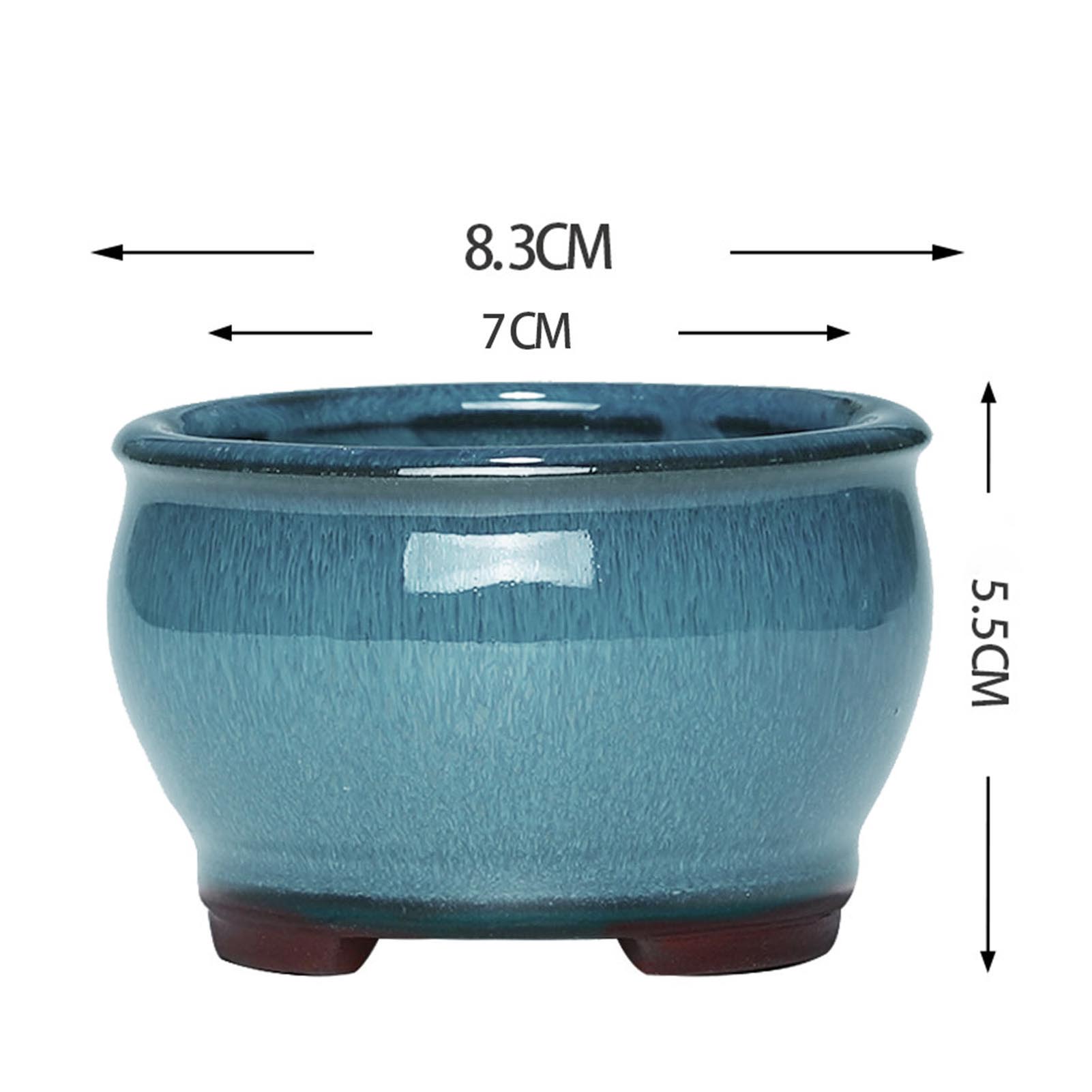 Pot de fleur succulente en céramique, Pots de bonsaï en poterie de Style chinois avec trou de vidange, pierre de grès violette pour décoration de bureau et de maison: Rouge