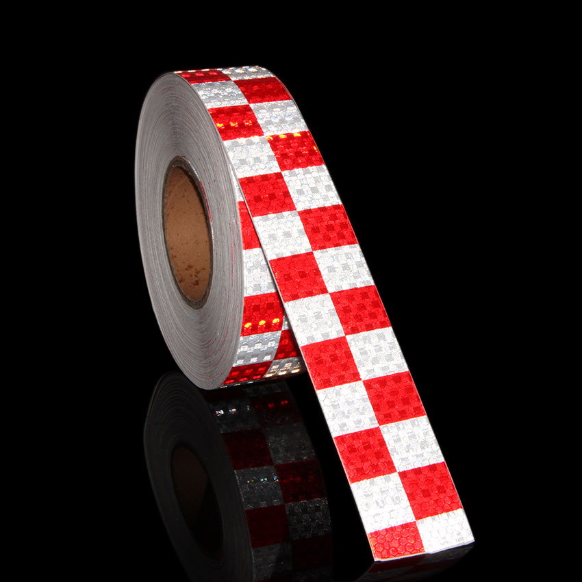 50M Reflektierende Material Band Aufkleber Sicherheit Warnband Reflektierende Film Auto Aufkleber 6 farben Weiß Gelb Orange verrotten Blau aufkleber: rot-Weiß-geprüft