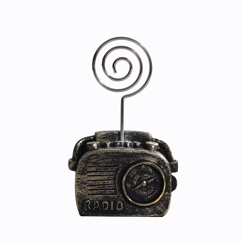 Minkys vintage resin telefon radio foto memo clip holder bord kortholder dekorative ornamenter skole papirvarer