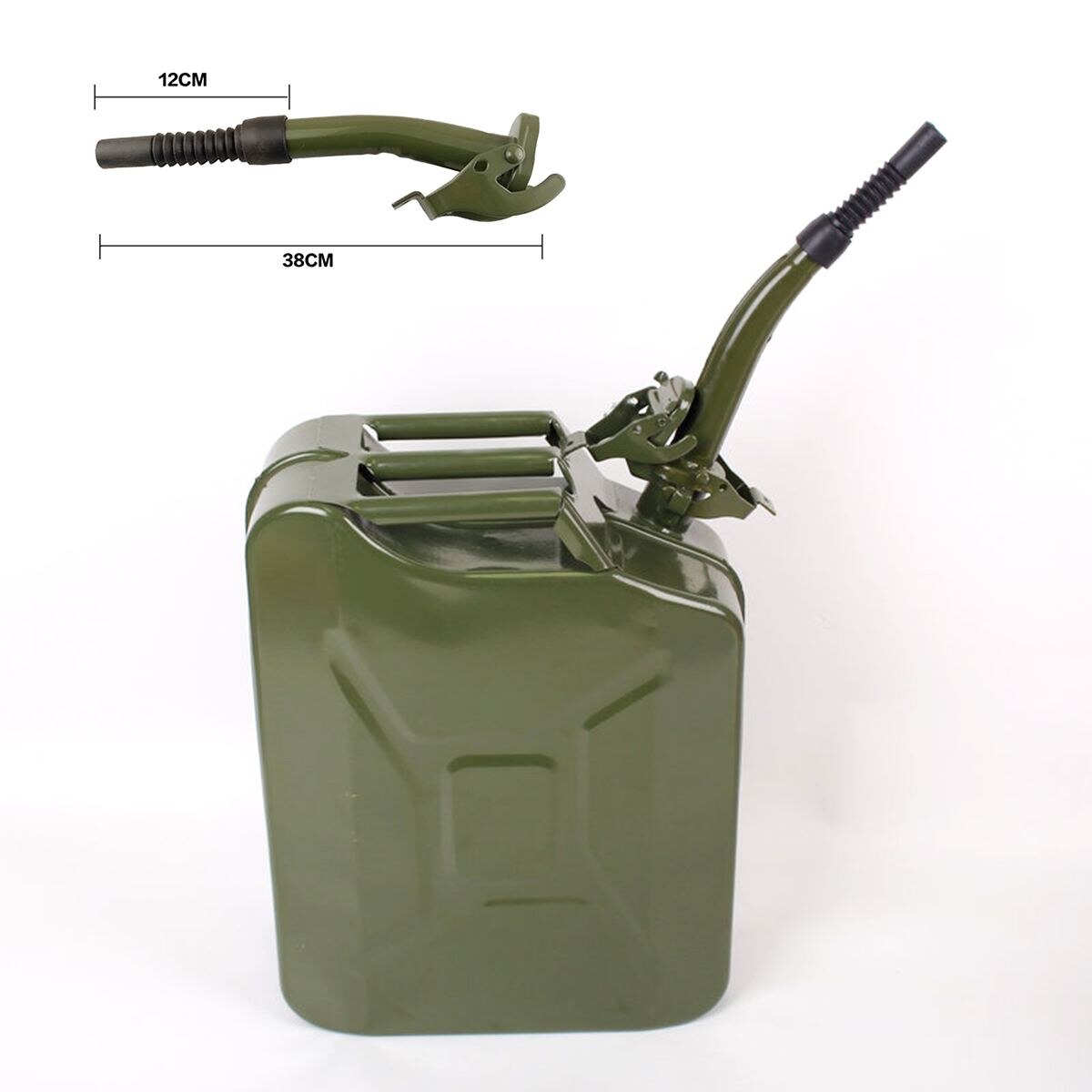 Flexible Metal Pouring Spout With Sealing Rubber Gaske Fuel Nozzel For 5/10/20L Gerry Jerry Cans Deep Green