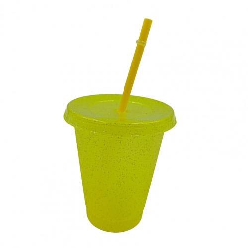 Adorable Water Bottle Multi-color Coffee Mug Smooth Reusable PP Cold Tumblers Cup: Yellow S