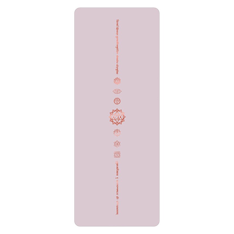 Lezyan Natural Pu Rubber Yoga Mat Bronzing Meditation Mat Middle Line Dry and Wet Non-slip Widening Pilates Fitness: Soft pink 7 chakras