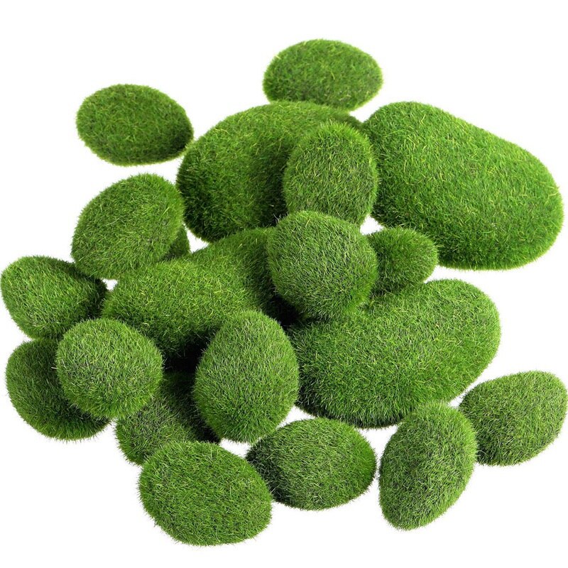 20 stuks 2 maten kunstmatige mosrotsen decoratieve nepgroene mos bedekte stenen: Default Title
